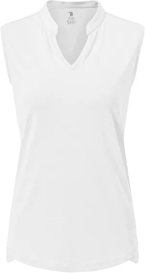 Rdruko Women's Golf Shirts Sleeveless Quick Dry V-Neck Tennis Running Athletic Tennis Polo Shirts