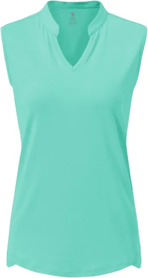 Rdruko Women's Golf Shirts Sleeveless Quick Dry V-Neck Tennis Running Athletic Tennis Polo Shirts