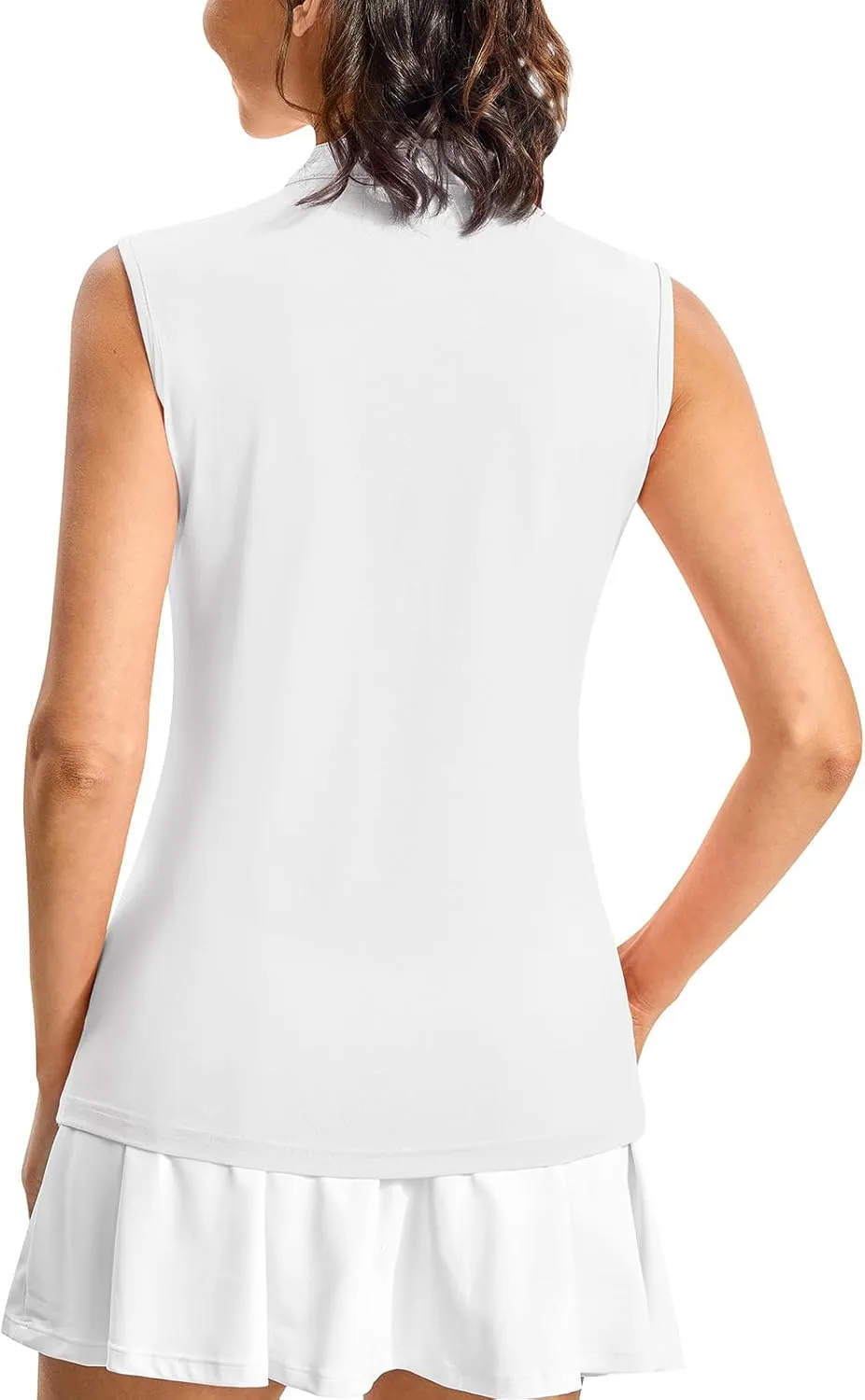 Rdruko Women's Golf Shirts Sleeveless Quick Dry V-Neck Tennis Running Athletic Tennis Polo Shirts