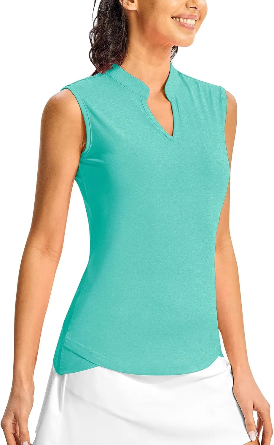 Rdruko Women's Golf Shirts Sleeveless Quick Dry V-Neck Tennis Running Athletic Tennis Polo Shirts