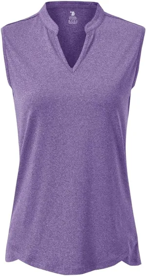 Rdruko Women's Golf Shirts Sleeveless Quick Dry V-Neck Tennis Running Athletic Tennis Polo Shirts