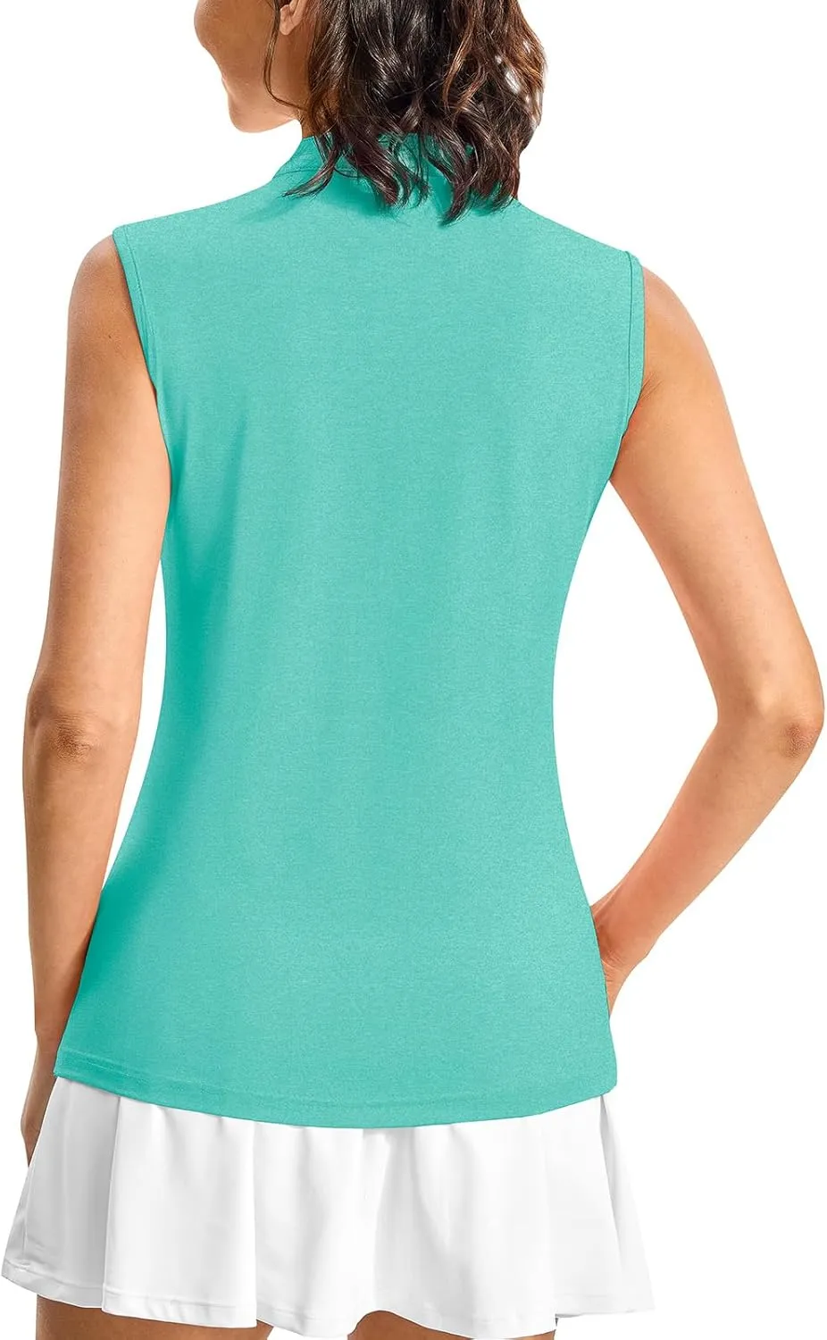 Rdruko Women's Golf Shirts Sleeveless Quick Dry V-Neck Tennis Running Athletic Tennis Polo Shirts