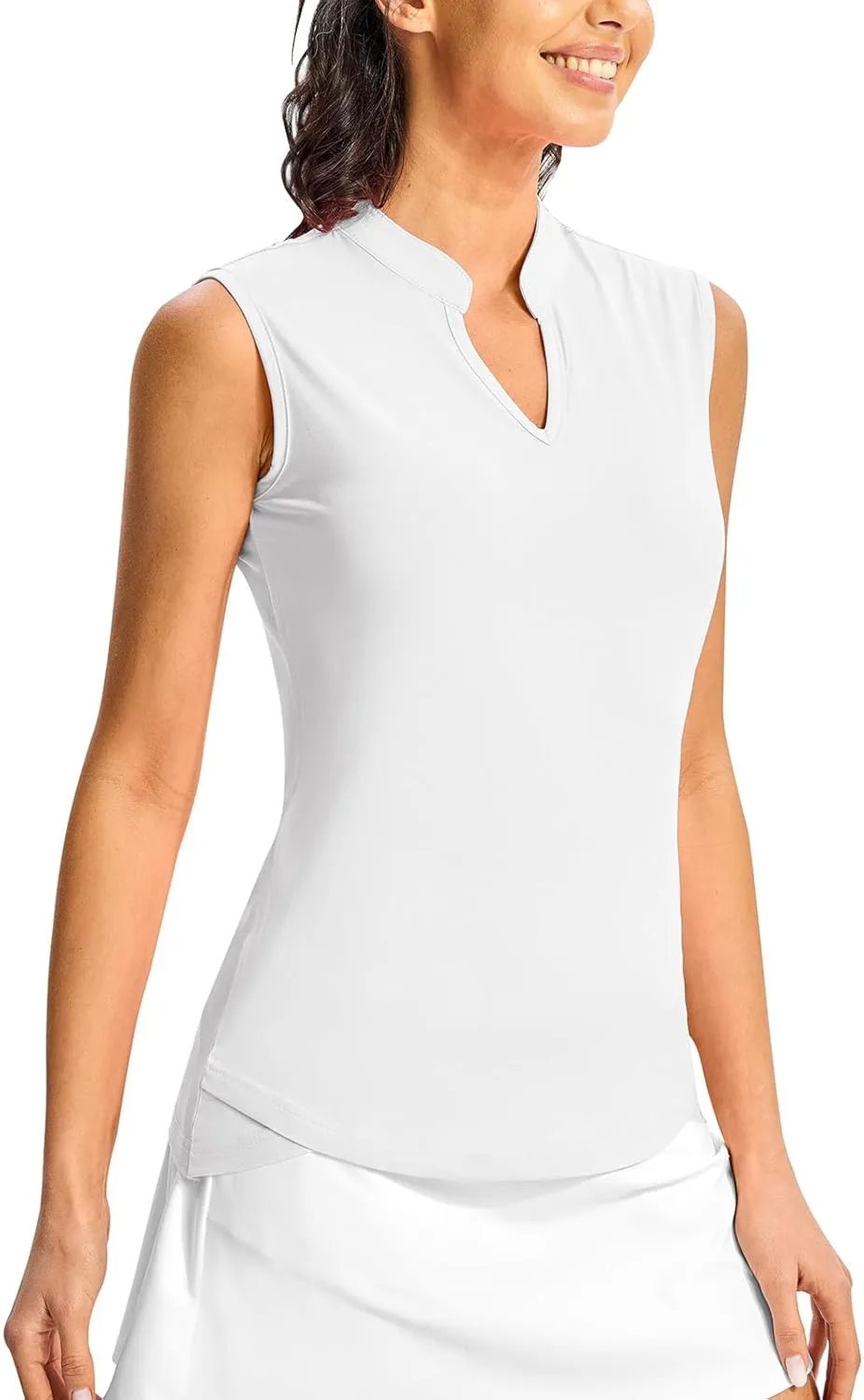 Rdruko Women's Golf Shirts Sleeveless Quick Dry V-Neck Tennis Running Athletic Tennis Polo Shirts