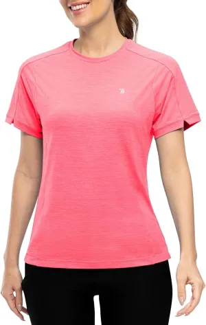 Rdruko Women's Workout Shirts Short Sleeve Dry Fit Moisture Wicking UPF 50  Sun Protection Running Gym Athletic T-Shirts