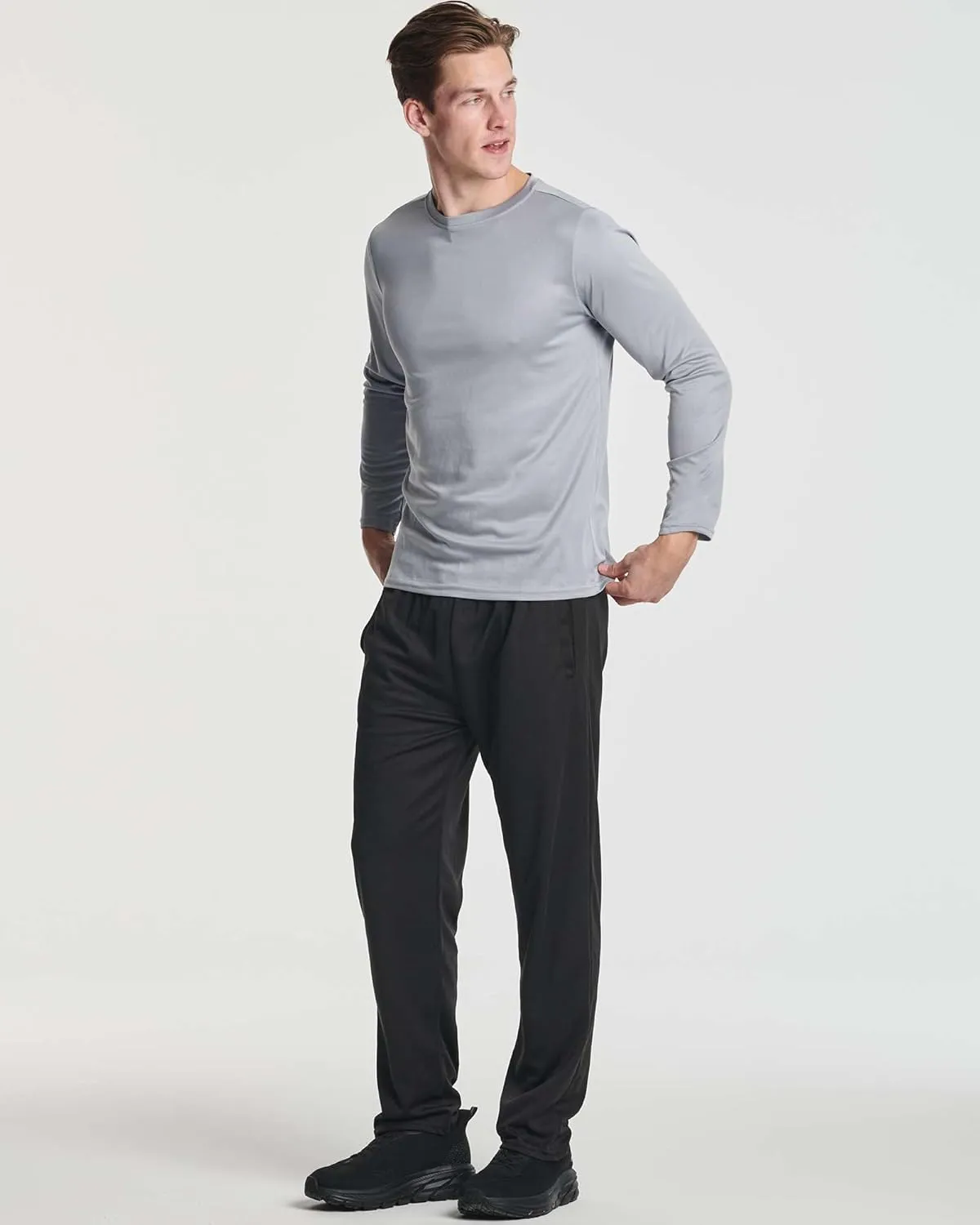 Real Essentials 3 & 5 Pack: Men's Mesh Quick Dry Athletic Long Sleeve T-Shirt UPF SPF UV Sun (Available in Big & Tall)