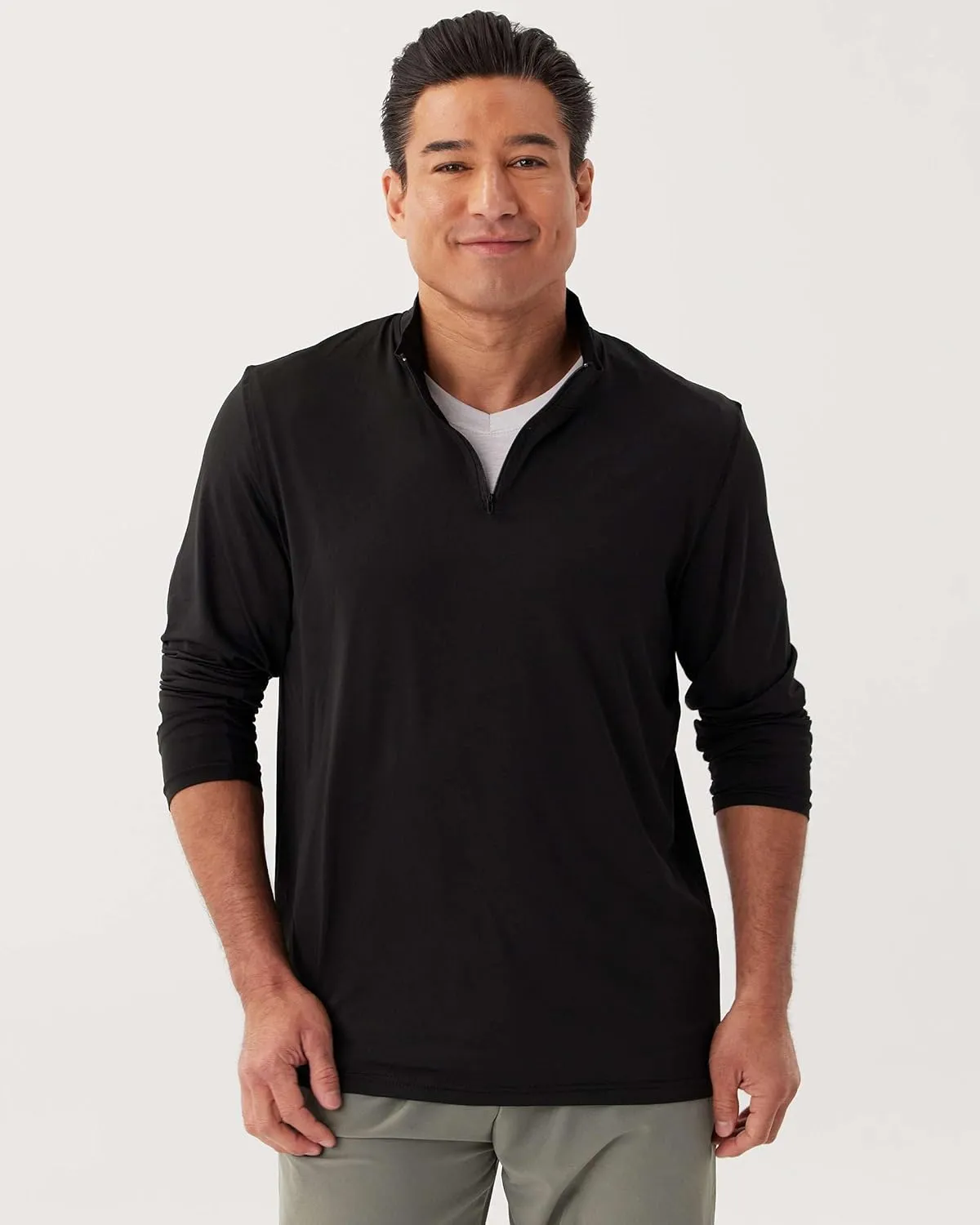 Real Essentials 3 Pack: Men's Dry-Fit Active Quarter Zip Long Sleeve Athletic Performance Pullover (Available in Big & Tall)