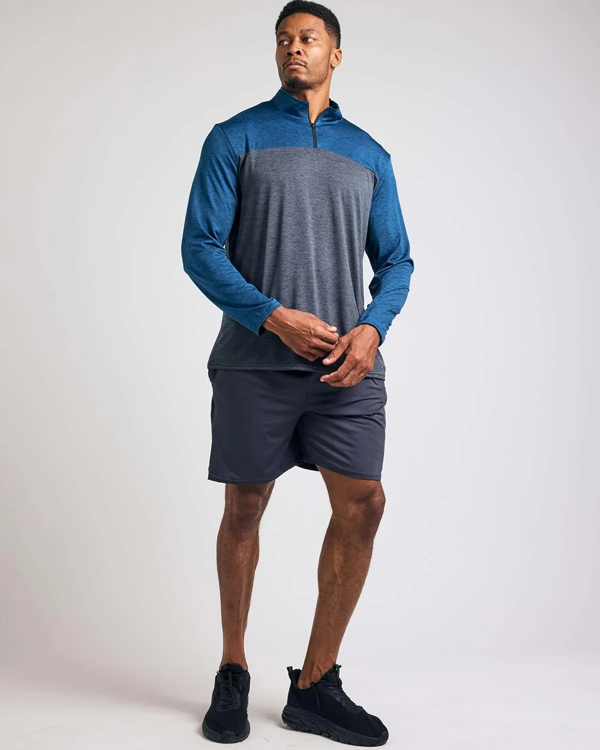 Real Essentials 3 Pack: Men's Dry-Fit Active Quarter Zip Long Sleeve Athletic Performance Pullover (Available in Big & Tall)