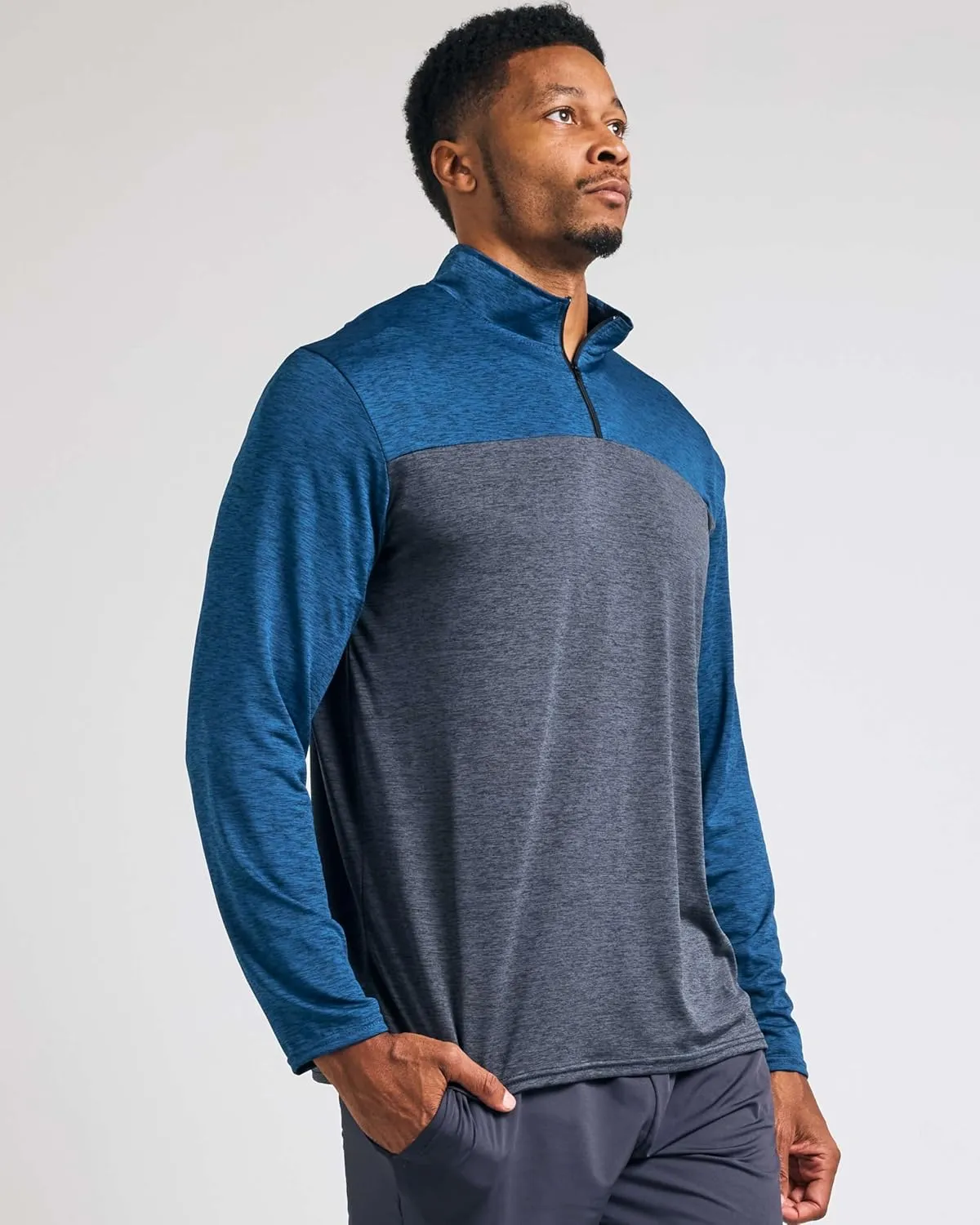 Real Essentials 3 Pack: Men's Dry-Fit Active Quarter Zip Long Sleeve Athletic Performance Pullover (Available in Big & Tall)