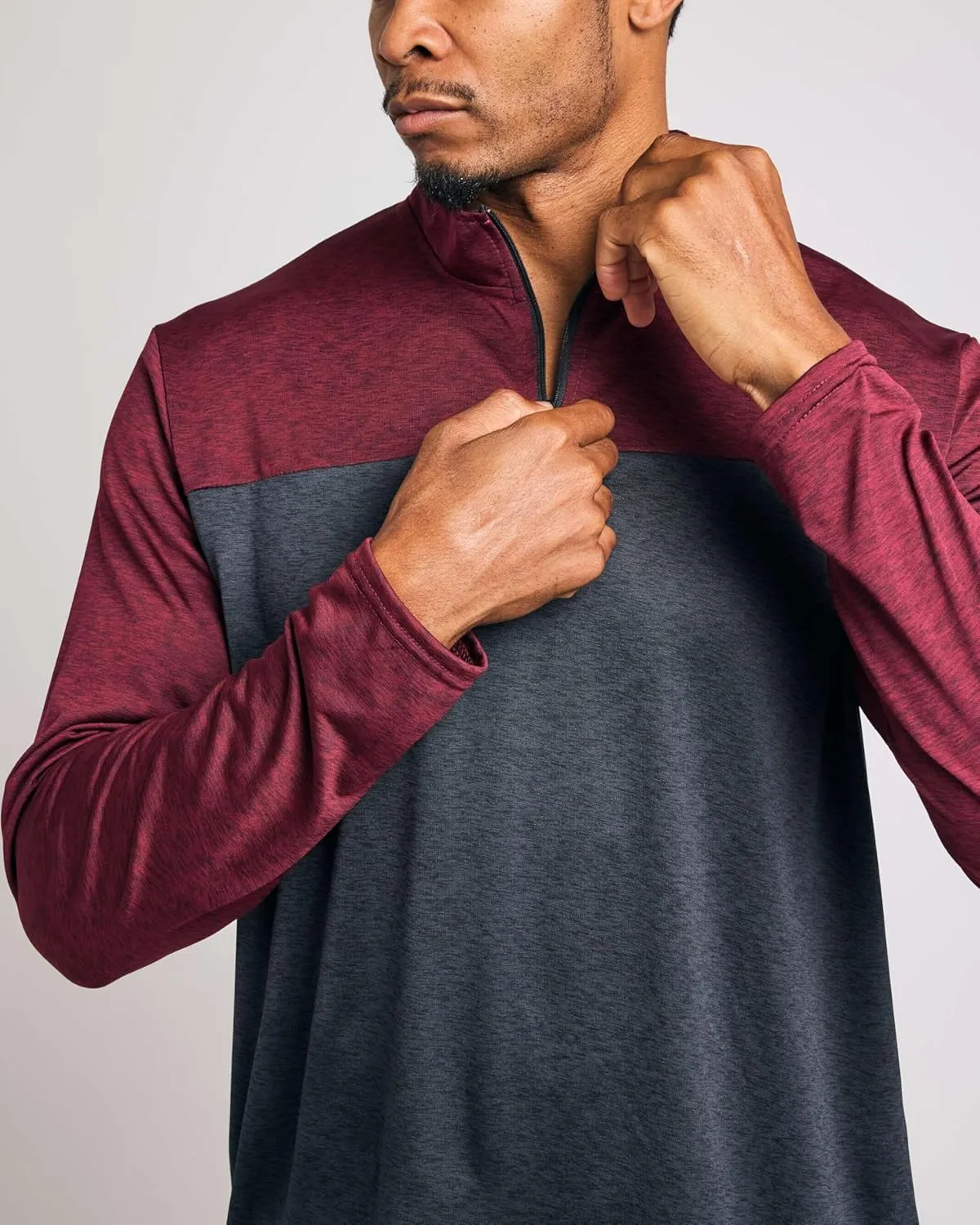 Real Essentials 3 Pack: Men's Dry-Fit Active Quarter Zip Long Sleeve Athletic Performance Pullover (Available in Big & Tall)