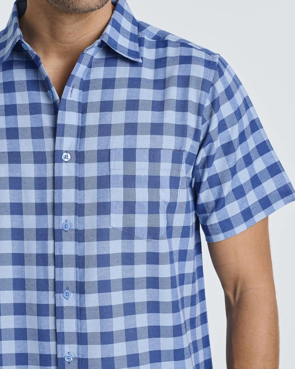 Real Essentials 3 Pack: Men's Regular-Fit Short Sleeve Woven Button Down Shirt with Pocket (Available in Big & Tall)