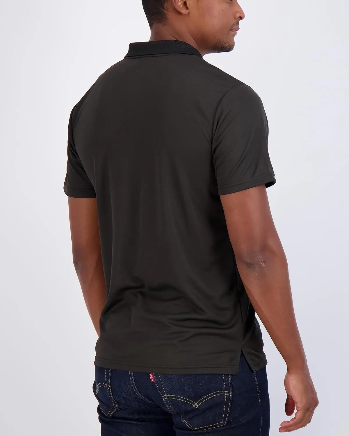Real Essentials 3 Pack: Mens Short Sleeve Dry-Fit Collared Polo Shirt with Pocket - Active Casual (Available Big & Tall)