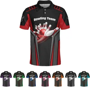 Royal Fight Personalized Bowling Polo Shirts 3D Custom Bowling Polo Shirt Bowling Shirts for Team Gift for Bowling Lover
