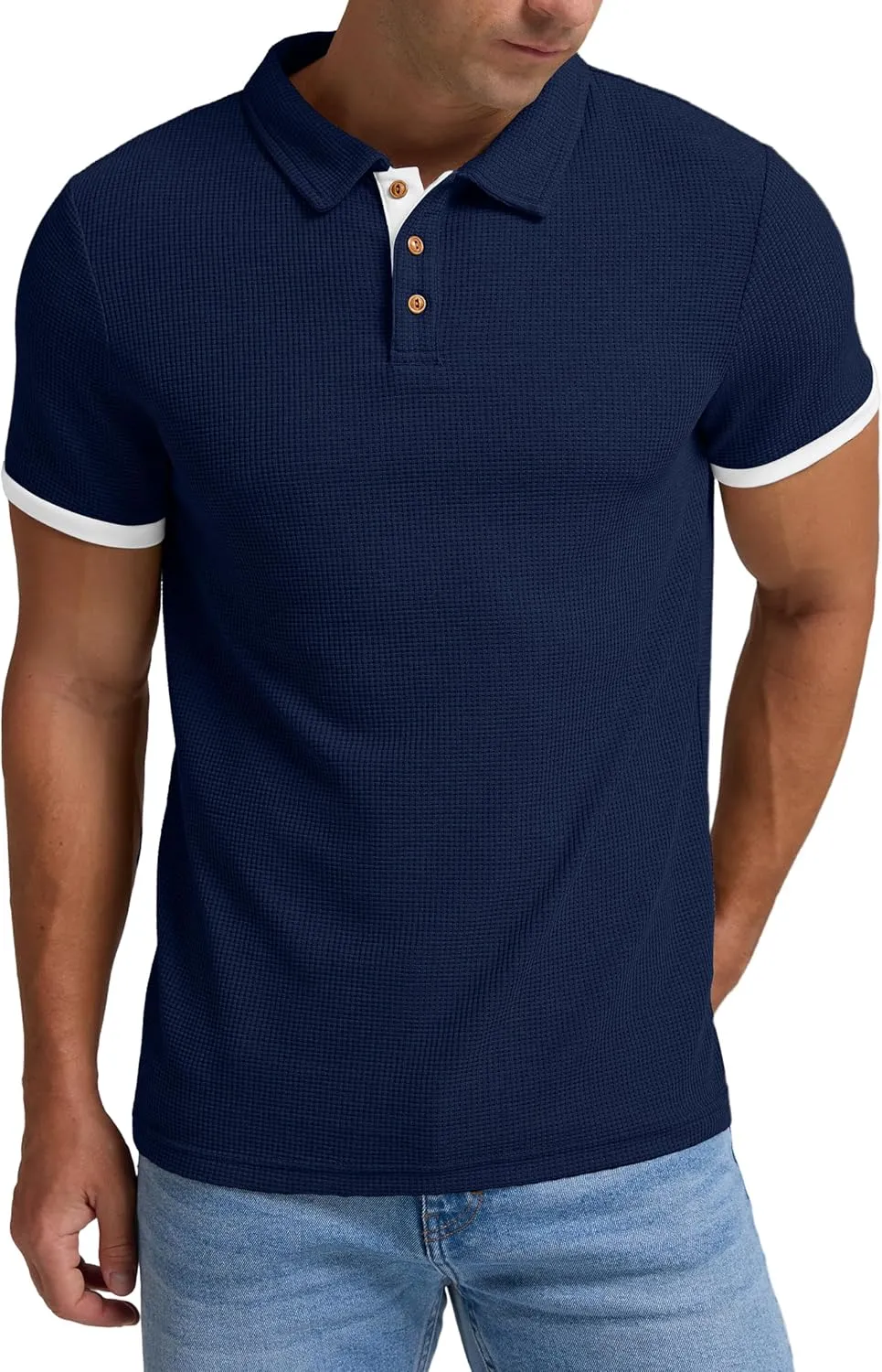 Sailwind Men's Waffle Knit Short Sleeve Casual Polo Shirts