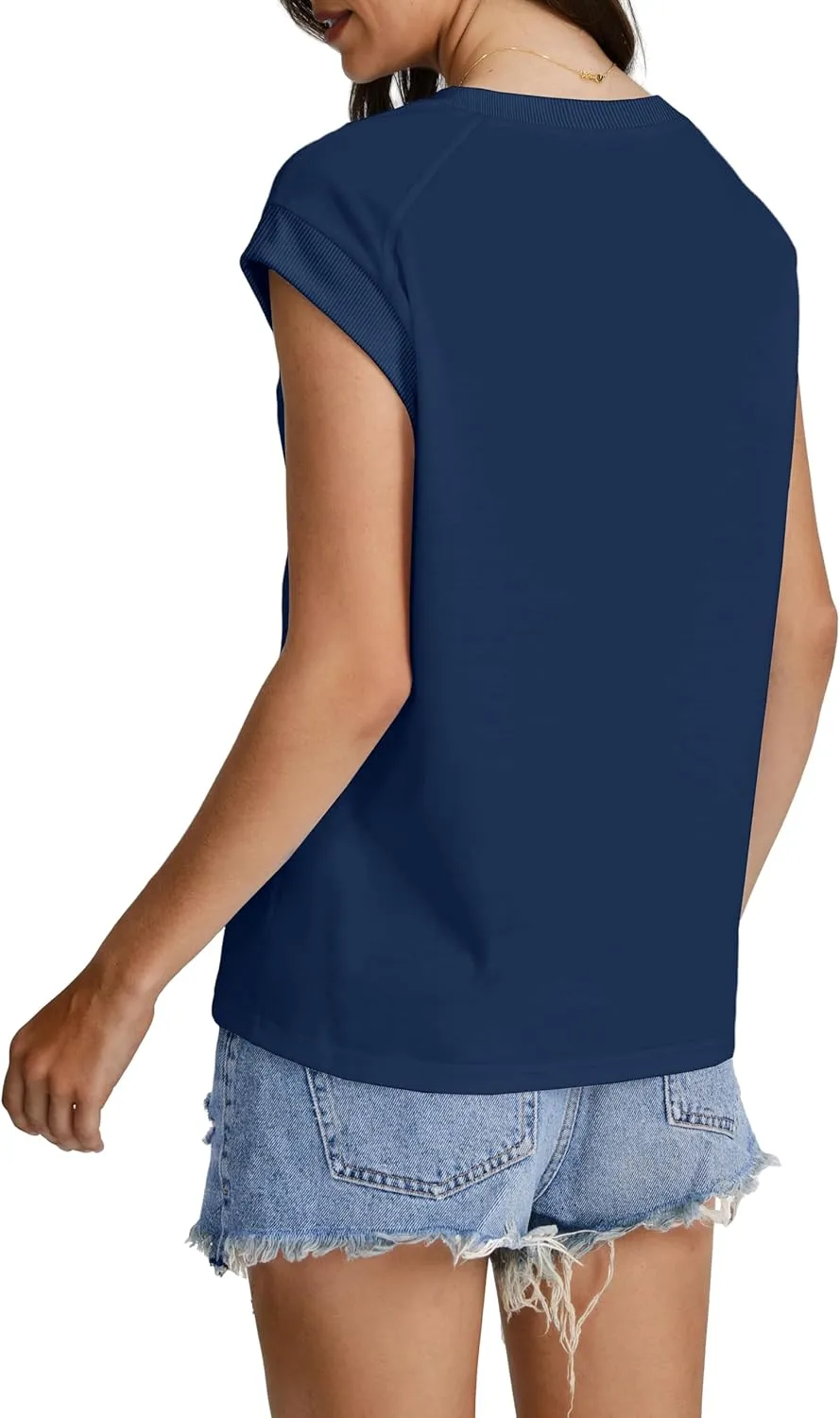 SAMPEEL Womens Tops Summer Dressy Casual Raglan Cap Sleeve T Shirts Basic Tee Shirts Trendy 2025