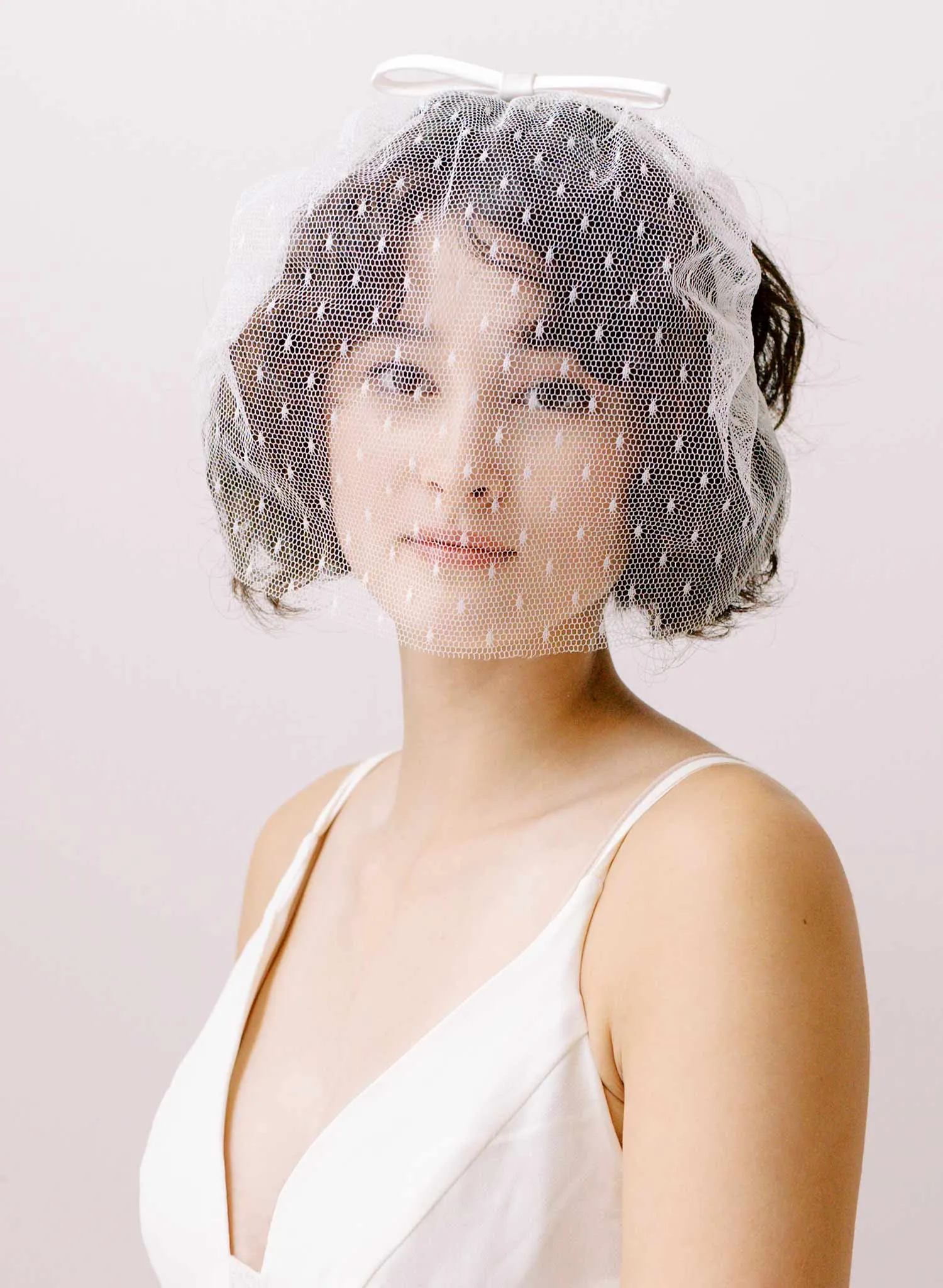 Silk bow and point d'esprit headband veil - Style #2351
