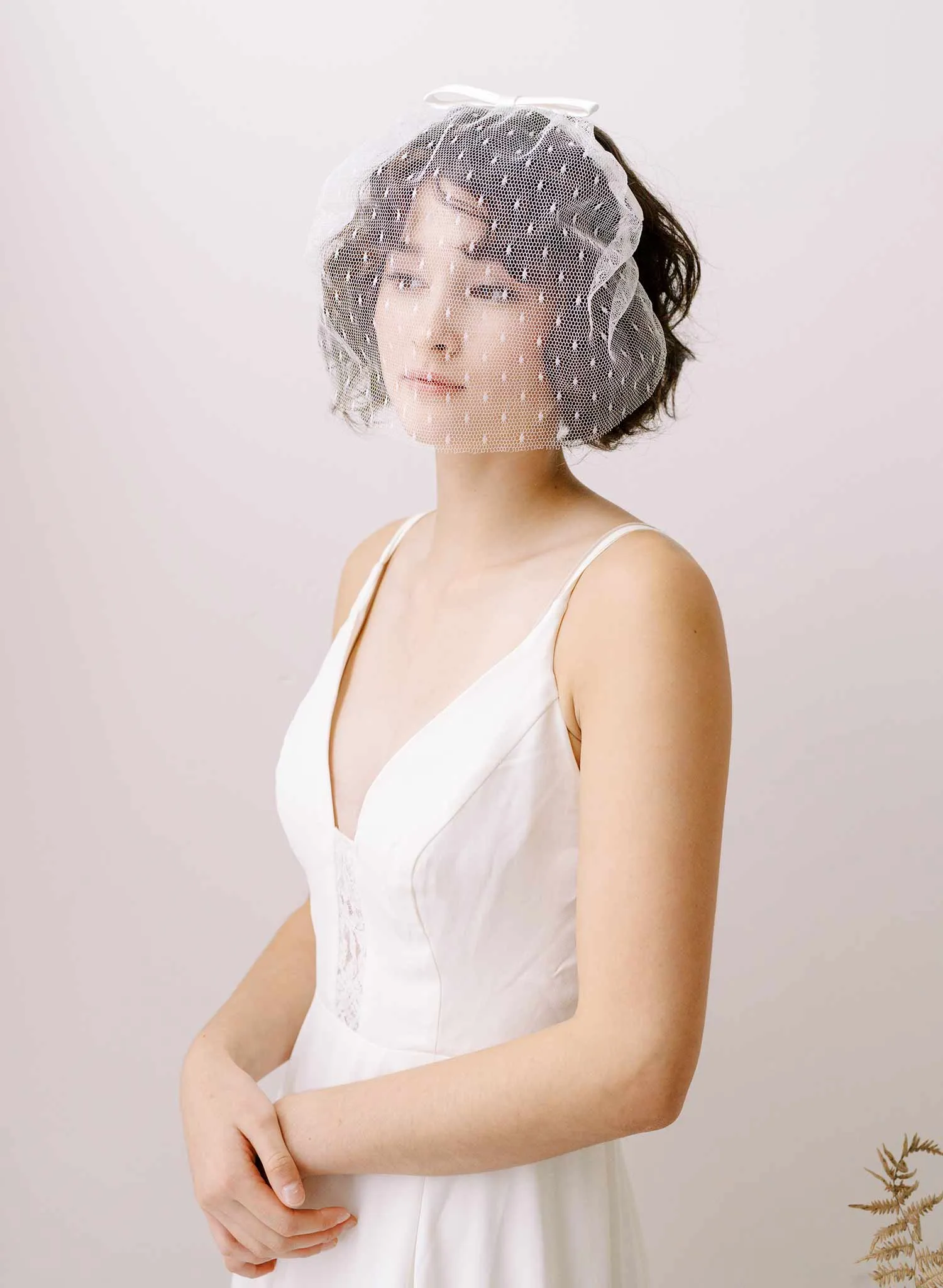 Silk bow and point d'esprit headband veil - Style #2351