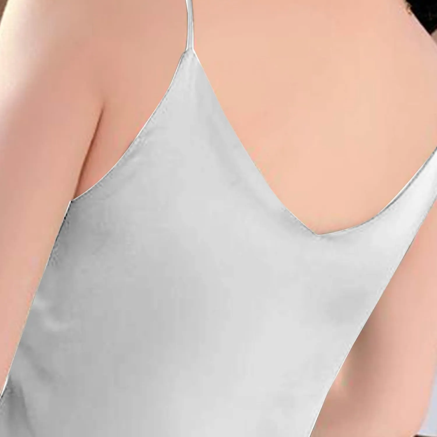 Silk Satin Tank Tops for Women V Neck Camisole Sleeveless Cami Tops Spaghetti Strap Dressy Casual Blouses Basic Tee