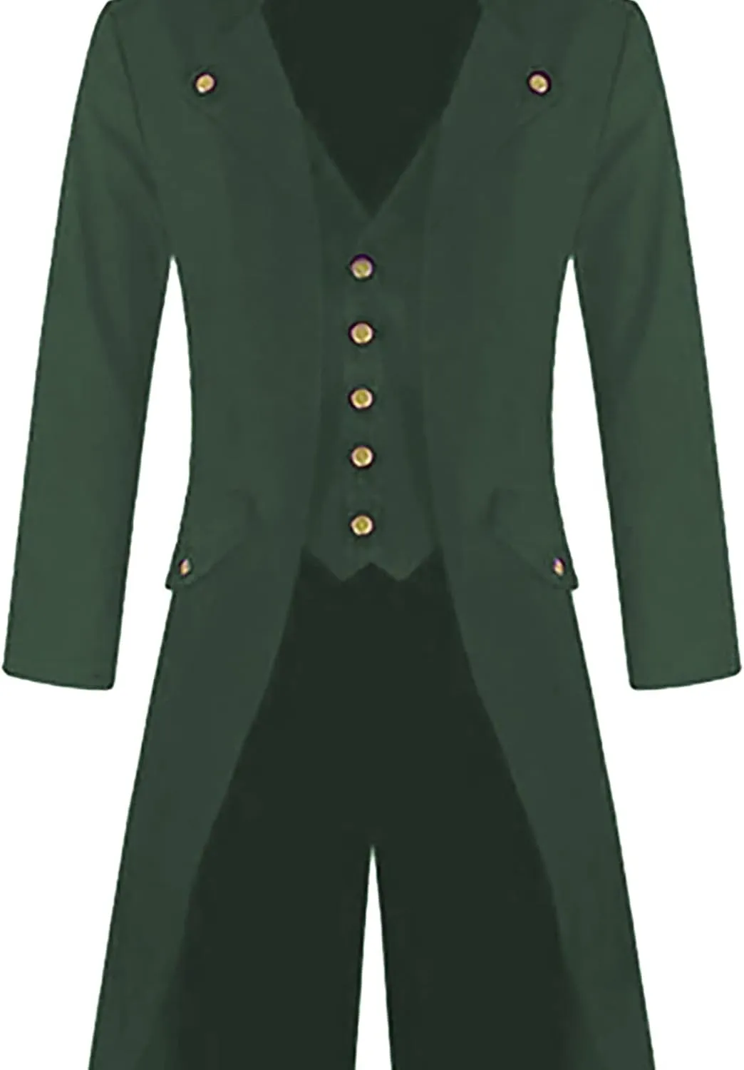 Sinzelimin Men's Tunic Tops Fashion Retro Halloween Gothic Style Tailcoat Coat Long Sleeve Lapel Windbreaker Trench Jacket