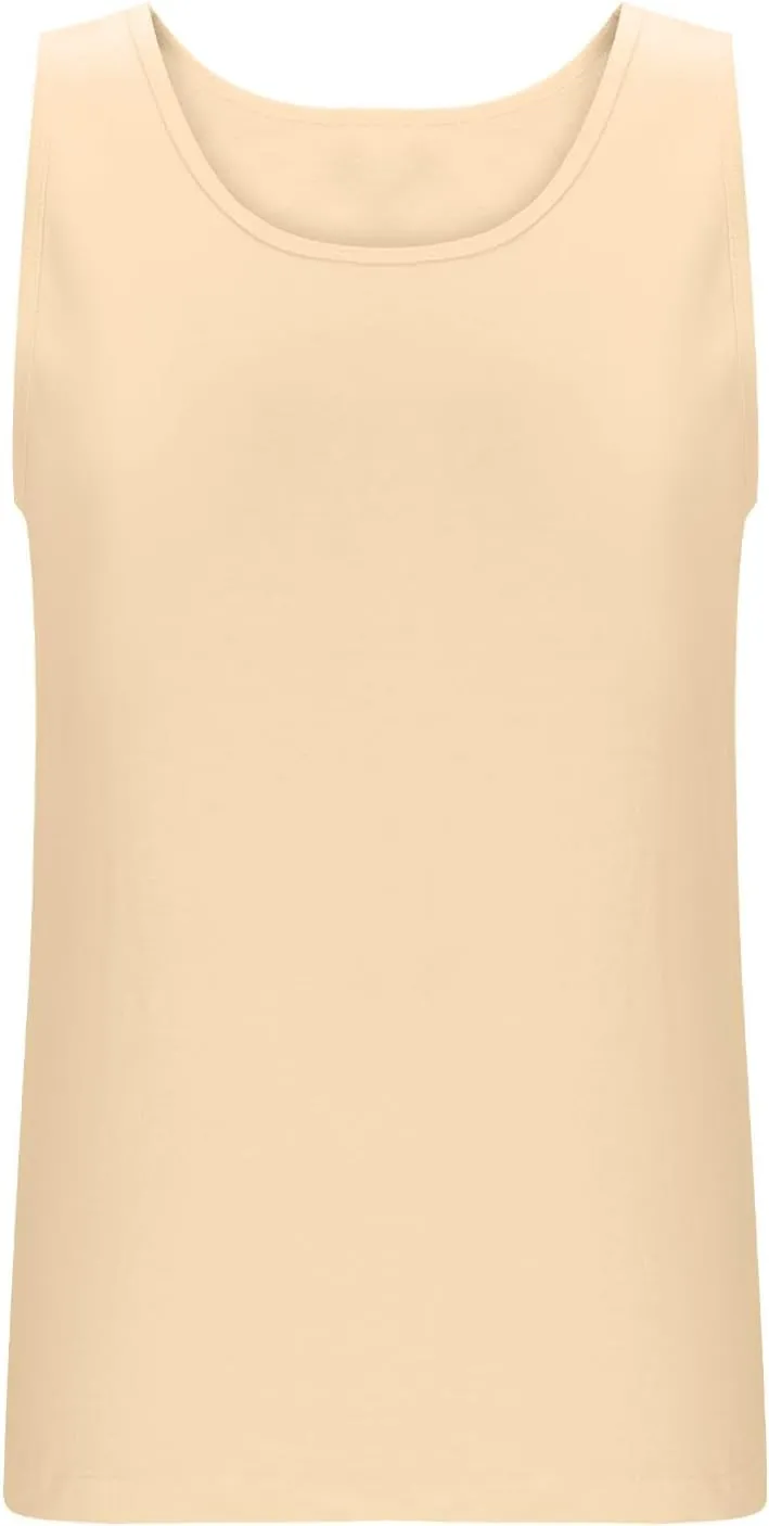 Sleeveless Round Neck Tank Tops for Women Cotton Breathable Summer Camisole Loose Fit Casual Basic Solid Color Tee