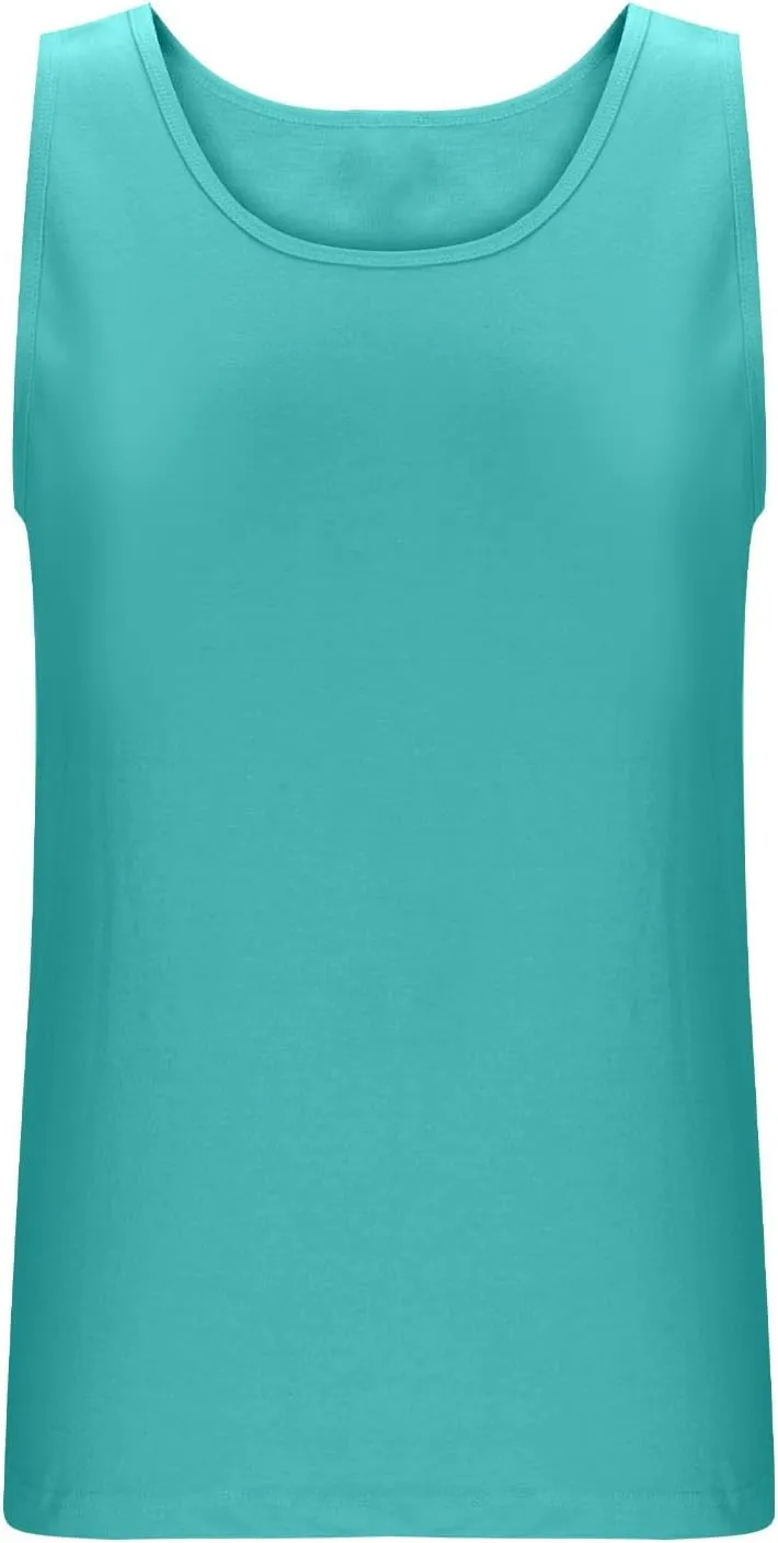 Sleeveless Round Neck Tank Tops for Women Cotton Breathable Summer Camisole Loose Fit Casual Basic Solid Color Tee