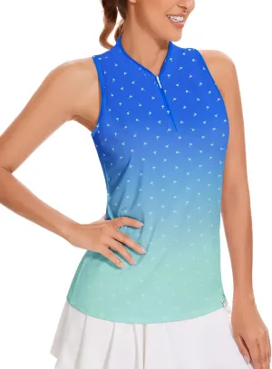 Soneven Women's Sleeveless Golf Shirt Racerback Polo Shirts with Pockets Tennis Tops Golf Tanks Pickleball Shirts