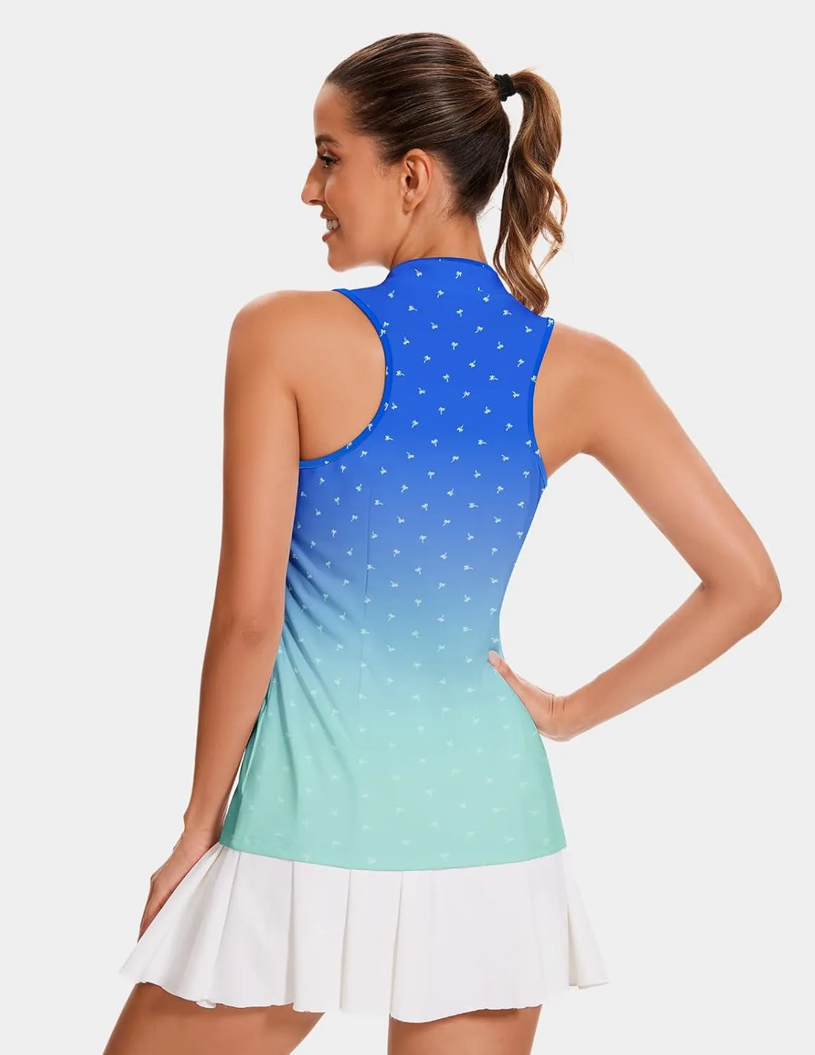 Soneven Women's Sleeveless Golf Shirt Racerback Polo Shirts with Pockets Tennis Tops Golf Tanks Pickleball Shirts