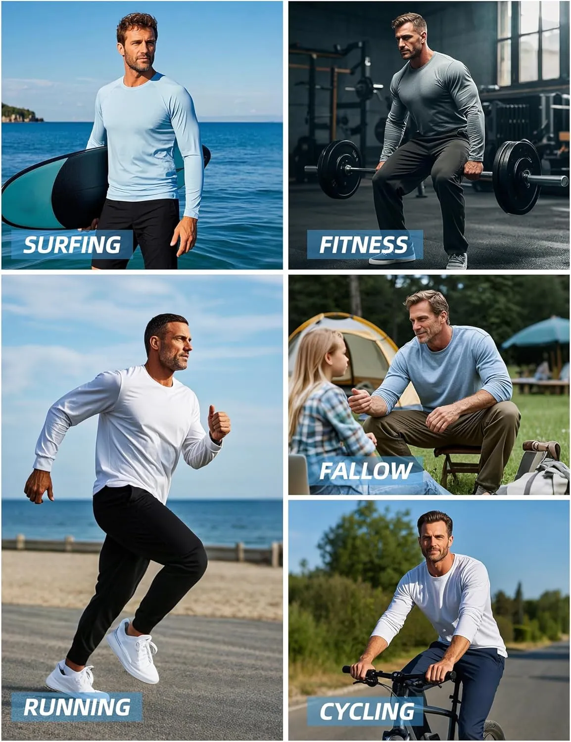 SPVISE Men's Long Sleeve Shirts UPF 50  UV Sun Protection Athletic Shirts Quick Dry Rash Guard Fishing Running T-Shirt Tops