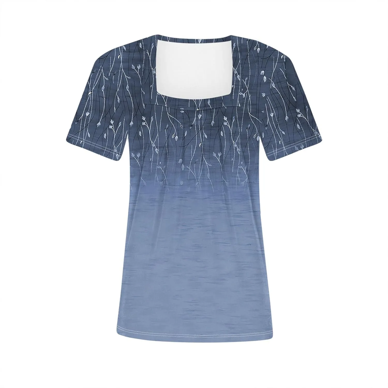 Square Neck Tops for Women Soft Cotton Short Sleeve Shirt Loose Fit Front Pleated Tops 2024 Trendy Summer Graphic Tee