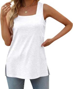 Summer Tank Tops For Women Square Neck Loose Fit Casual Fashion Flowy Sleeveless All Lace Tops for Women