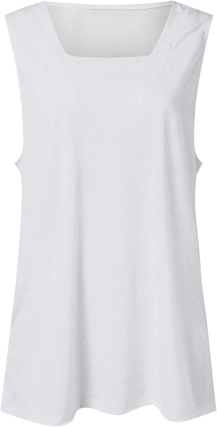 Summer Tank Tops For Women Square Neck Loose Fit Casual Fashion Flowy Sleeveless All Lace Tops for Women