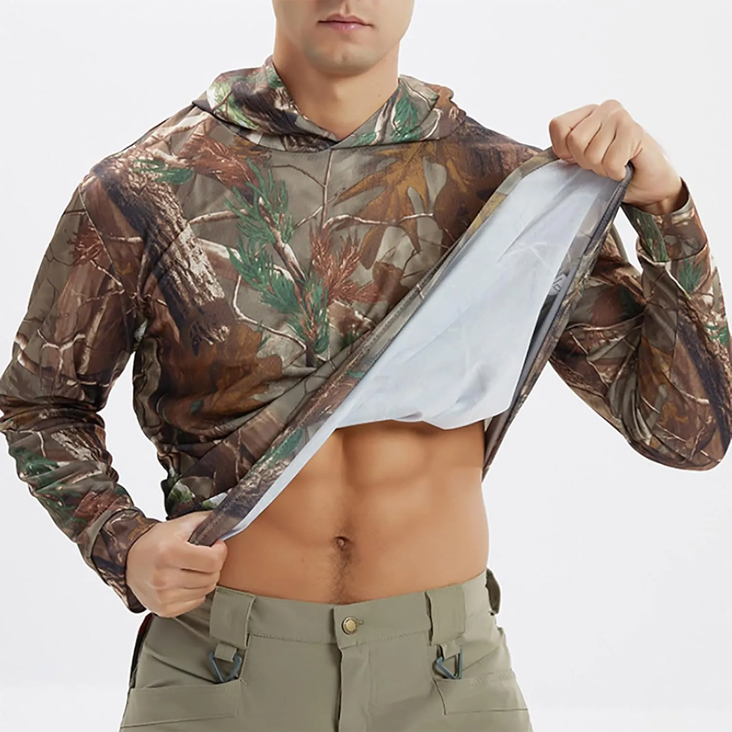 Sun Shirts for Men Long Sleeve UPF 50  Sun Protection Hoodies Quick Drying Camo Sweatshirts Casual Outdoor UV Shirts