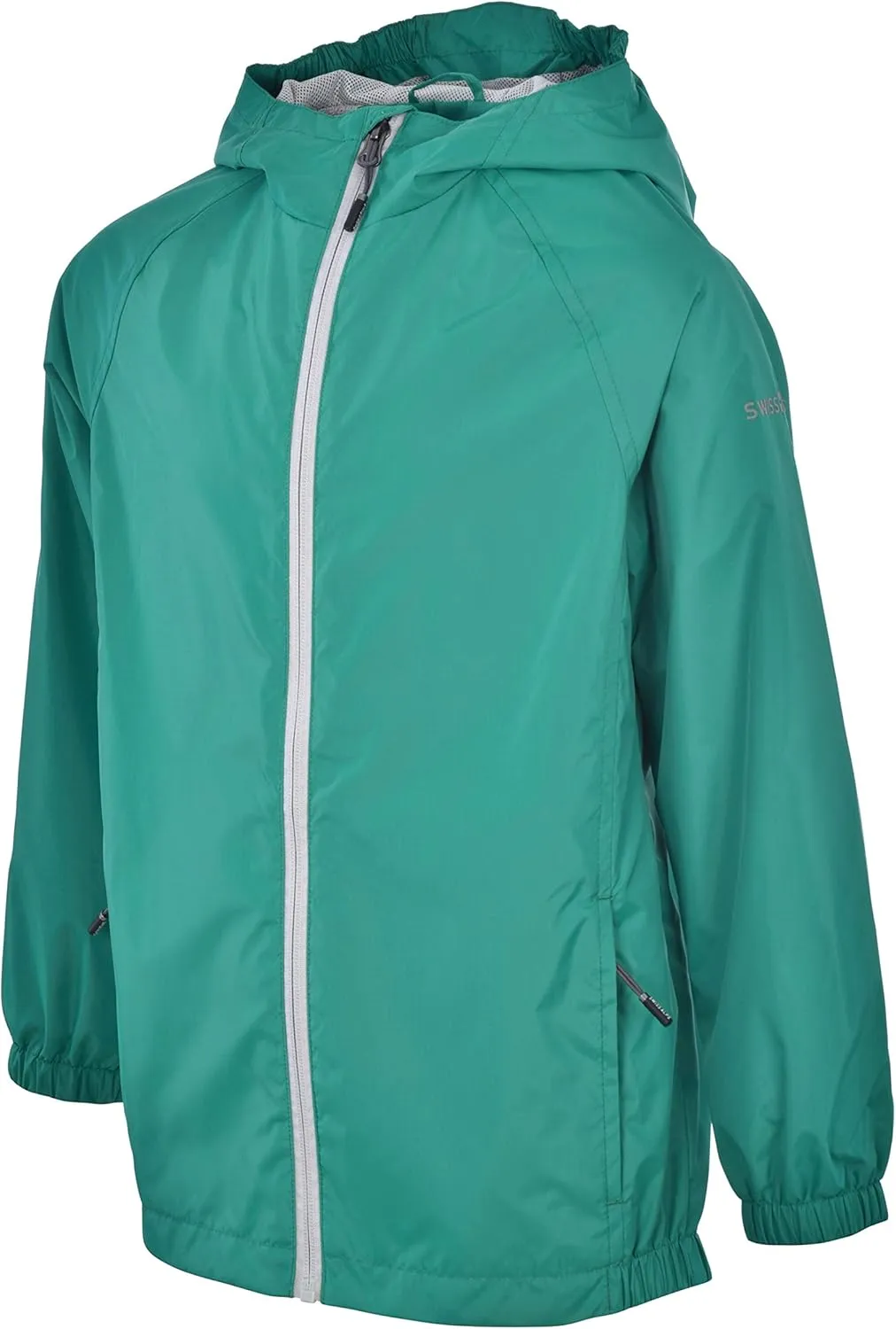 Swiss Alps Boys' Waterproof Hooded Rain Jacket Outdoor Windbreaker Lightweight Raincoats for Kids Wind Resistant