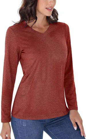TACVASEN Long Sleeve Shirts Women UPF 50  Golf Sun Shirts Exercise SPF Shirt Performance Rash Guard Outdoor Hiking Shirts