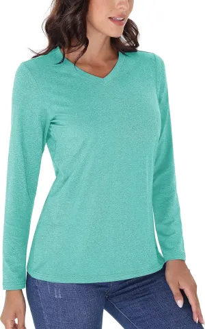 TACVASEN Long Sleeve Shirts Women UPF 50  Golf Sun Shirts Exercise SPF Shirt Performance Rash Guard Outdoor Hiking Shirts