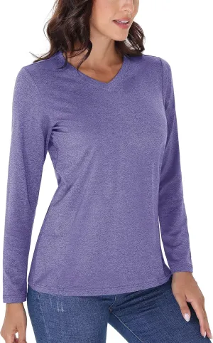 TACVASEN Long Sleeve Shirts Women UPF 50  Golf Sun Shirts Exercise SPF Shirt Performance Rash Guard Outdoor Hiking Shirts