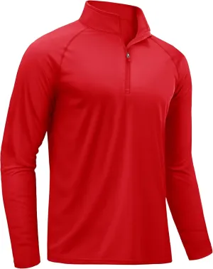 TACVASEN Men's Long Sleeve Athletic Shirts 1/4 Pullover Zip Sun Protection Rash Guard UPF 50  Outdoor Running T-Shirts