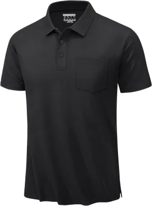 TACVASEN Mens Polo Golf Shirts with Pocket Pique Cooling Performance Moisture Wicking Polo Shirts
