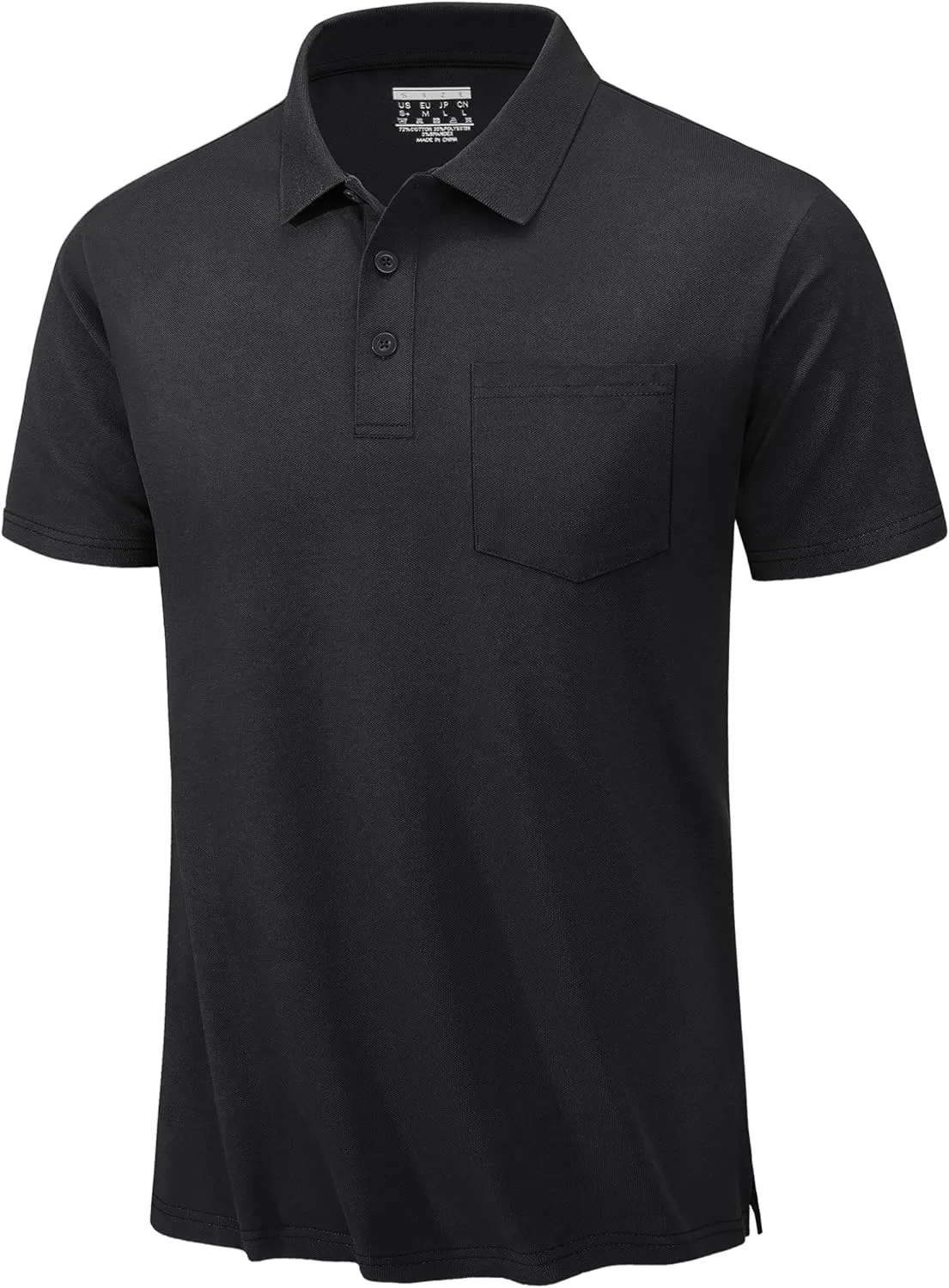 TACVASEN Mens Polo Golf Shirts with Pocket Pique Cooling Performance Moisture Wicking Polo Shirts