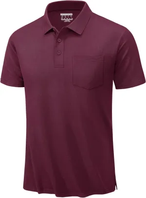 TACVASEN Mens Polo Golf Shirts with Pocket Pique Cooling Performance Moisture Wicking Polo Shirts