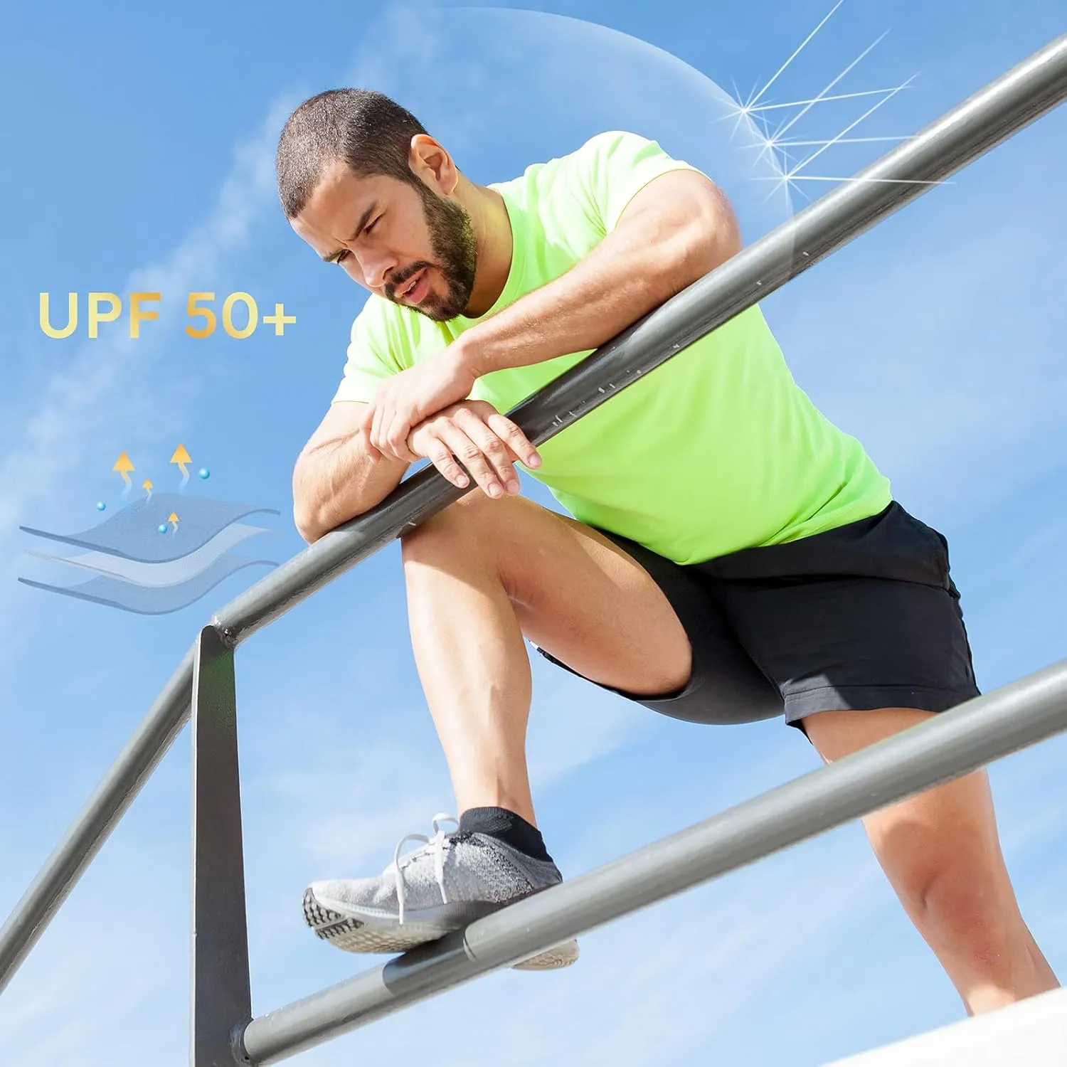 TanBridge Sweat Wicking Exercise UV Shirts for Men Short Sleeve Quick Dry Breathable T-Shirts Athletic Running Gym Sport