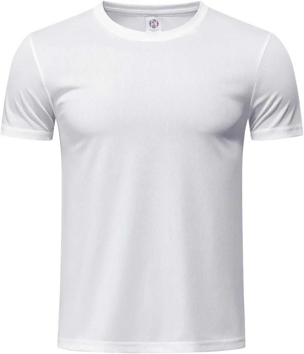 TanBridge Sweat Wicking Exercise UV Shirts for Men Short Sleeve Quick Dry Breathable T-Shirts Athletic Running Gym Sport