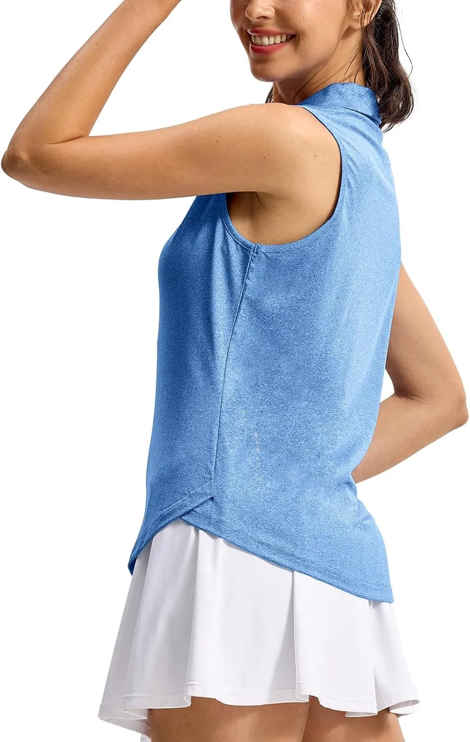 TBMPOY Women's Golf Shirts Sleeveless Collared Polo Tank Top UPF 50  Quick Dry Tennis V-Neck Ladies Sports