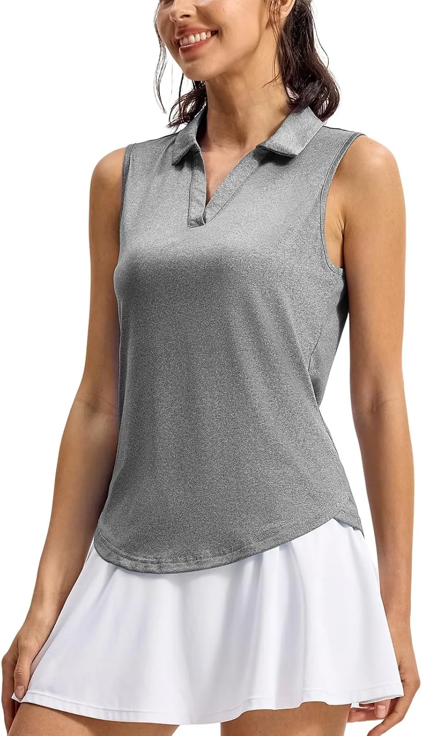 TBMPOY Women's Golf Shirts Sleeveless Collared Polo Tank Top UPF 50  Quick Dry Tennis V-Neck Ladies Sports