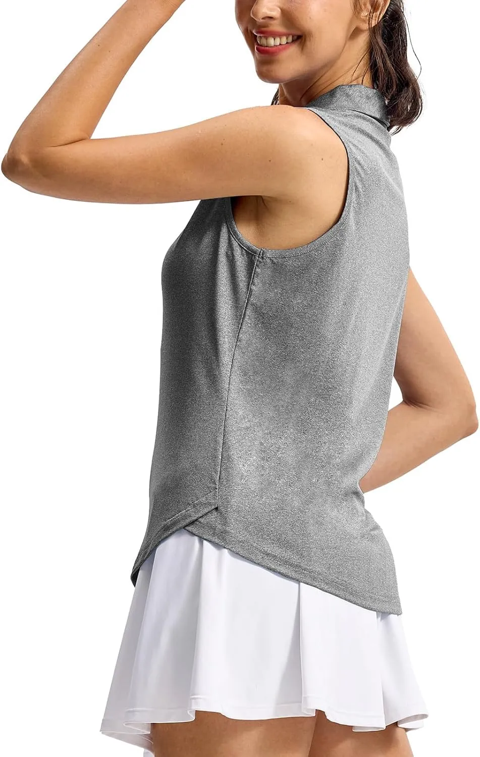 TBMPOY Women's Golf Shirts Sleeveless Collared Polo Tank Top UPF 50  Quick Dry Tennis V-Neck Ladies Sports