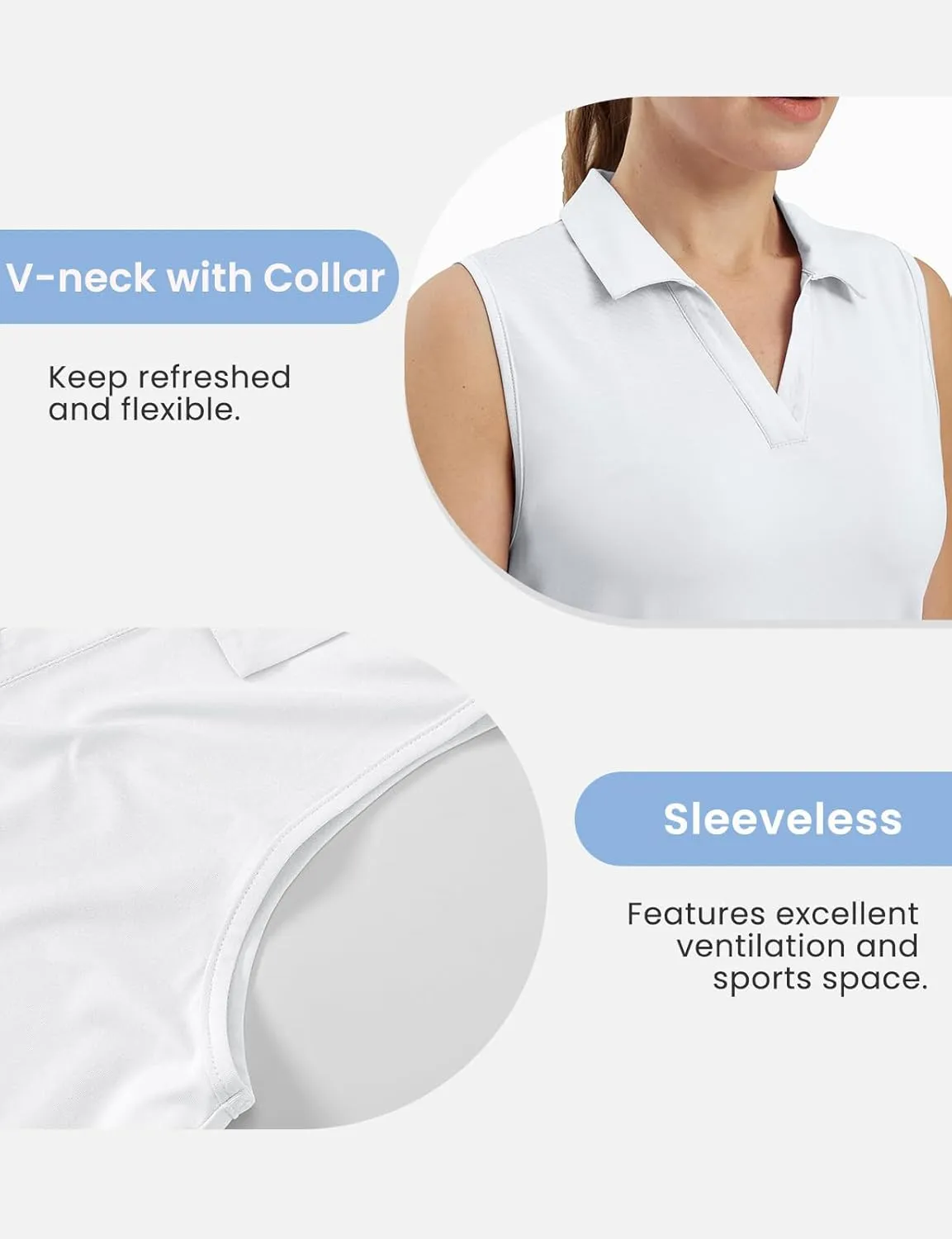TBMPOY Women's Golf Shirts Sleeveless Collared Polo Tank Top UPF 50  Quick Dry Tennis V-Neck Ladies Sports
