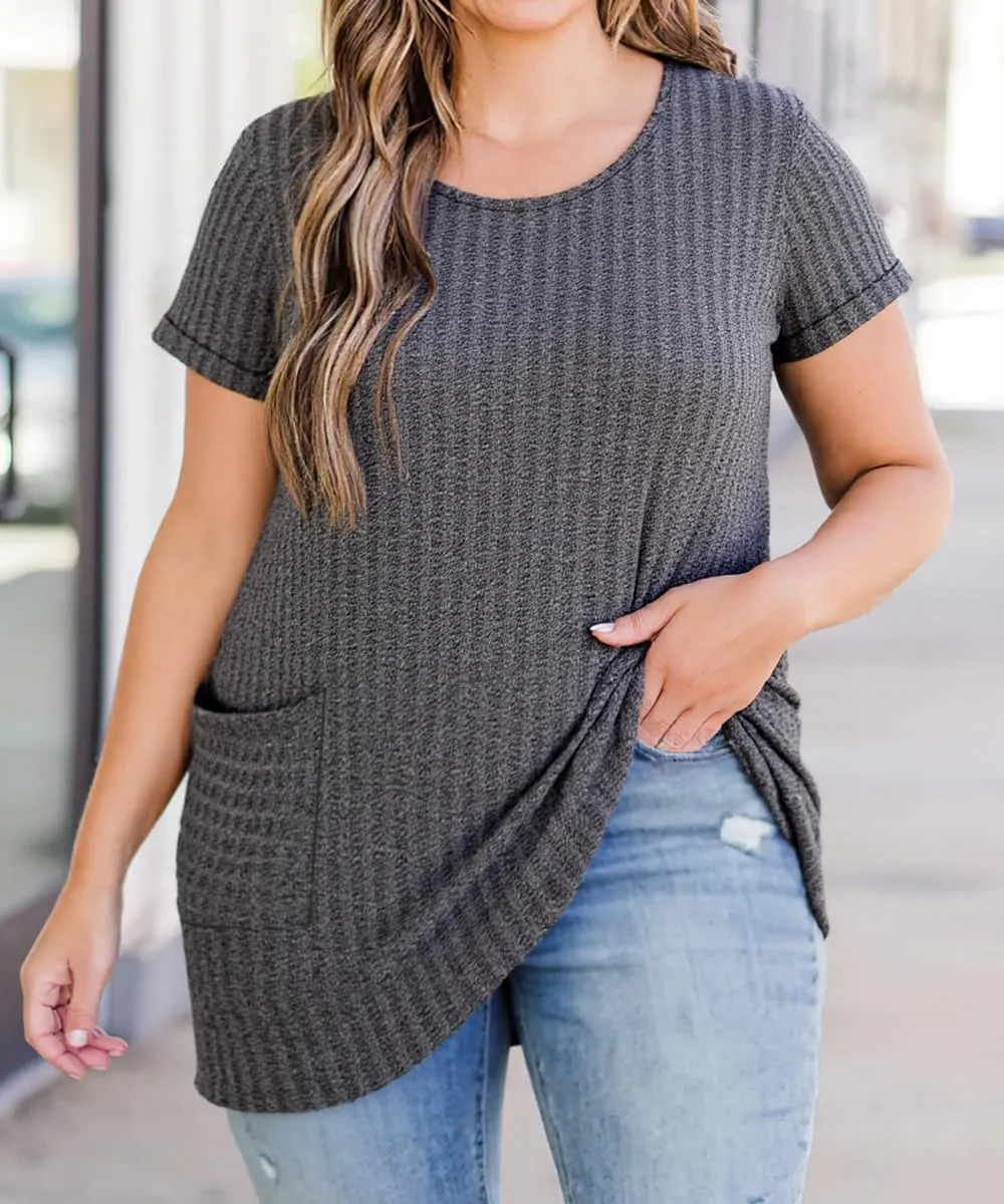 TIYOMI Plus Size Shirts for Women Pocket Long Tunic Tops Summer Casual T-Shirts XL-5XL
