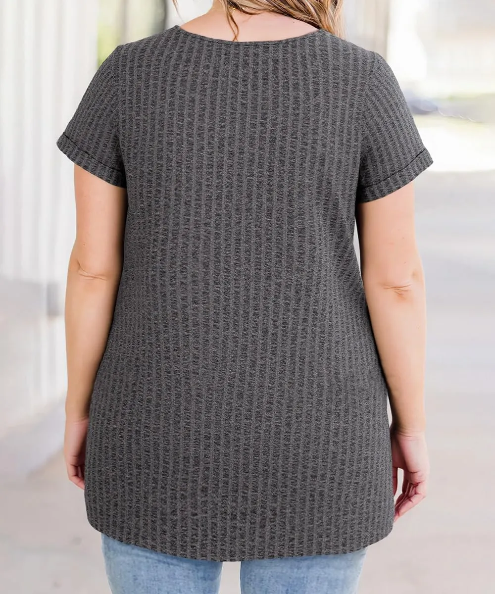 TIYOMI Plus Size Shirts for Women Pocket Long Tunic Tops Summer Casual T-Shirts XL-5XL