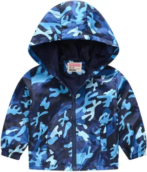 Toddler Boys Girls Sunscreen Hooded Cartoon Print Zip Jacket Trench Lightweight Kids Coats Windbreaker Casual Outerwear
