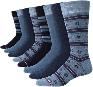 Tommy Hilfiger Mens Dress Socks - 8 Pack Stylish Crew Socks for Men, Breathable, Moisture-Wicking & Stretchable, Size 7-12