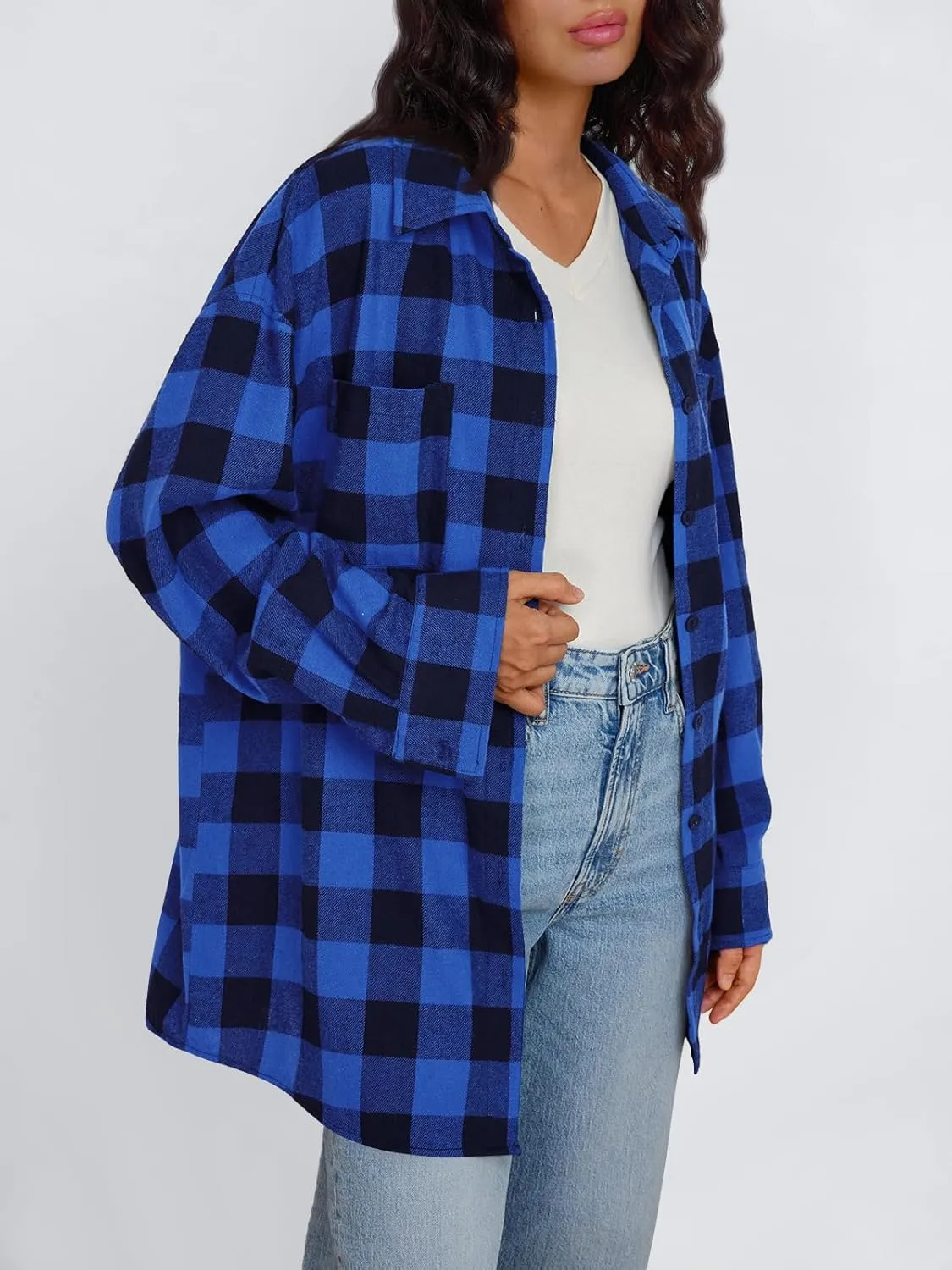 Trendy Queen Women Shackets Long Sleeve Flannel Shirts Button Down Blouse Plaid Tops Fall Outfits Fashion Winter Jackets 2025